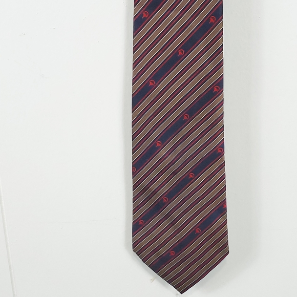 Gucci horse bit diagonal stripe necktie red white and blue rare htf - Picture 5 of 11